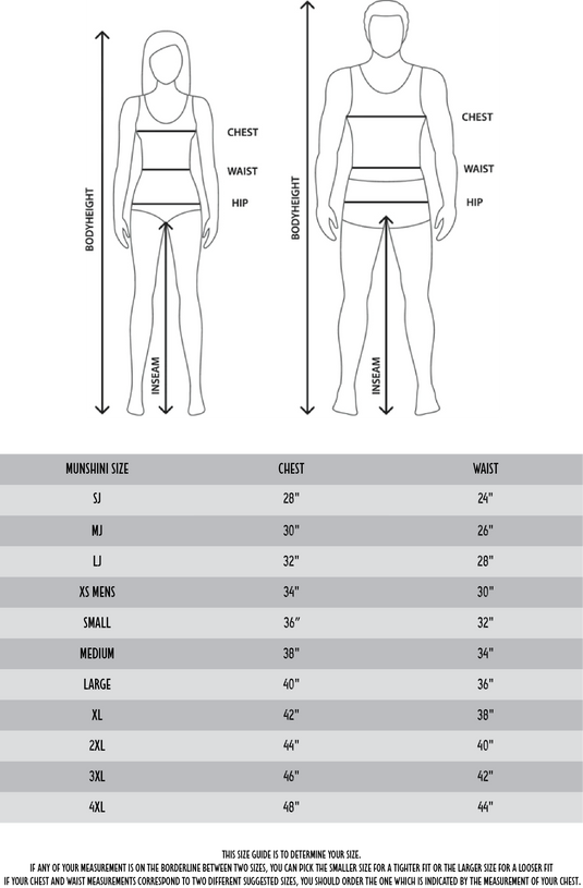 Size Guide - Endurance Range – Munshini Sportswear